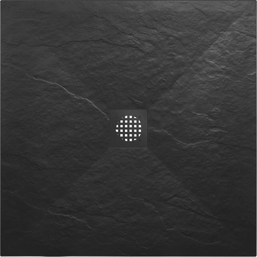 Wiesbaden Douchebak Stonea Antislip Composiet 90x90x3 cm Inkortbaar Mat Zwart