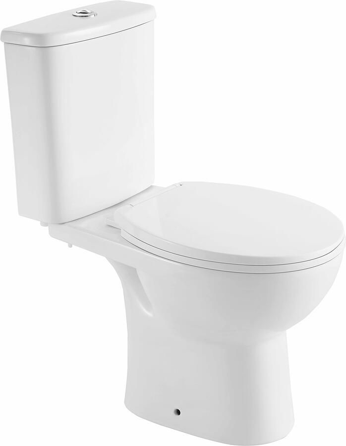 Wiesbaden Duoblok Toilet Brady Staand Rimless AO Met Toiletzitting Glans Wit