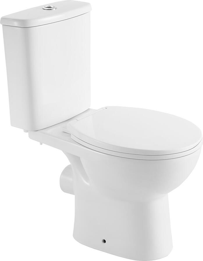 Wiesbaden Duoblok Toilet Brady Staand Rimless PK Met Toiletzitting Glans Wit