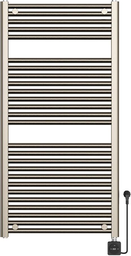 Wiesbaden Elara Elektrische Radiator 1000W Smart WiFi 118 5x60 cm Geborsteld Staal PVD