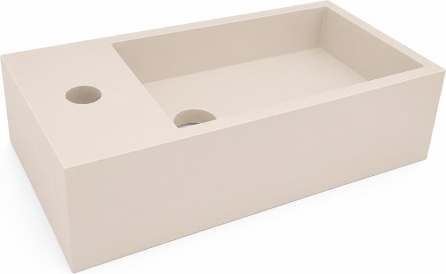 Wiesbaden Fontein Lotte Links Rechthoekig 40x22x10cm Solid Surface Beige