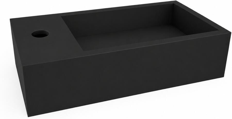 Wiesbaden Fontein Lotte Links Rechthoekig 40x22x10cm Solid Surface Mat Zwart