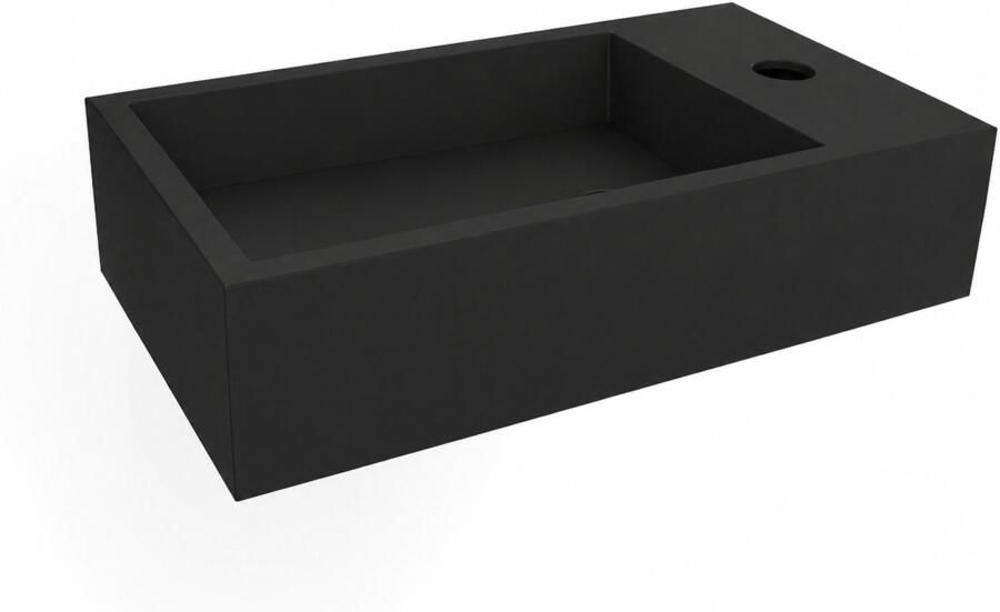 Wiesbaden Fontein Lotte Rechts Rechthoekig 40x22x10cm Solid Surface Mat Zwart