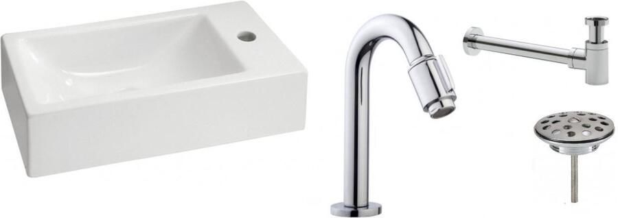 Wiesbaden FonteinPack Metis Keramiek 50x25x13cm Wit (Keuze uit 18 kranen)