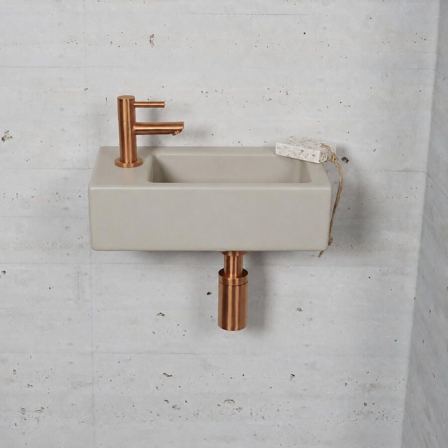 Wiesbaden Fonteinset Mat Beige Color Brons Koper (Kraangat Links)