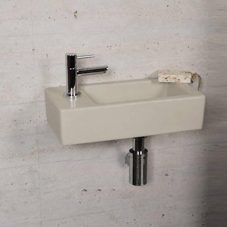 Wiesbaden Fonteinset Mat Beige Color Chroom (kraangat links)