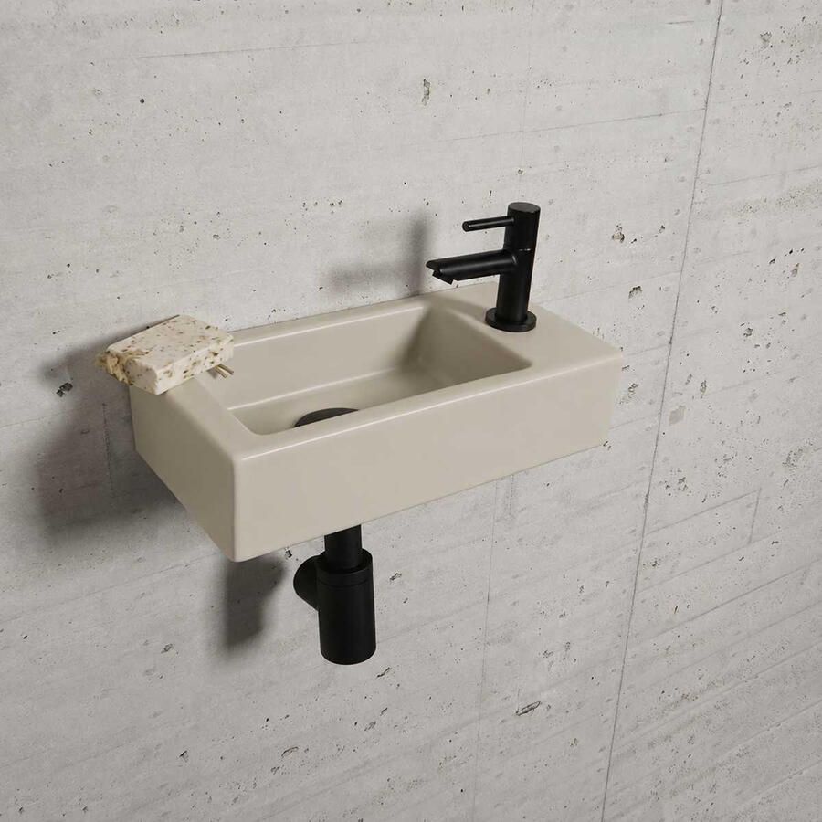 Wiesbaden Fonteinset Mat Beige Color Mat Zwart (kraangat rechts)