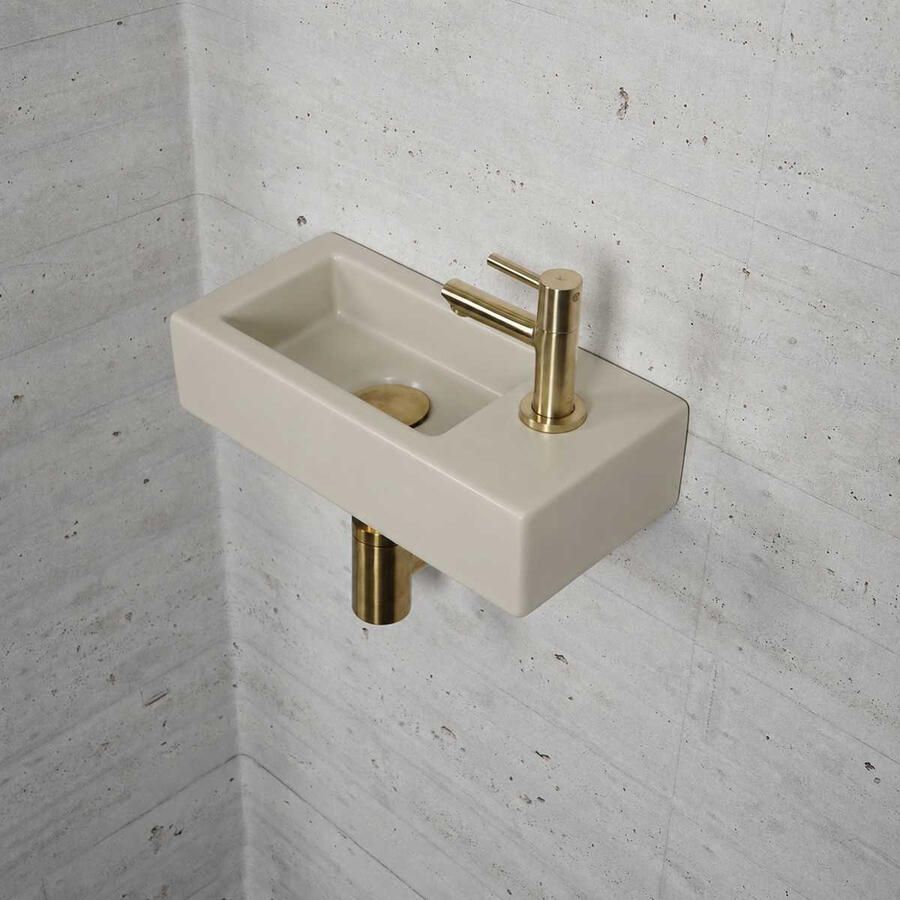 Wiesbaden Fonteinset Mat Beige Color Messing Goud (kraangat rechts)