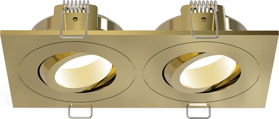Wiesbaden Inbouwspot Dubbel Spotz Dimbaar IP65 Geborsteld Messing
