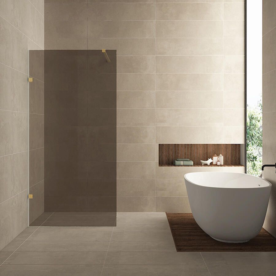 Wiesbaden Inloopdouche Less 120x200 cm 8 mm Nano Vintage Brons Glas Geborsteld Messing
