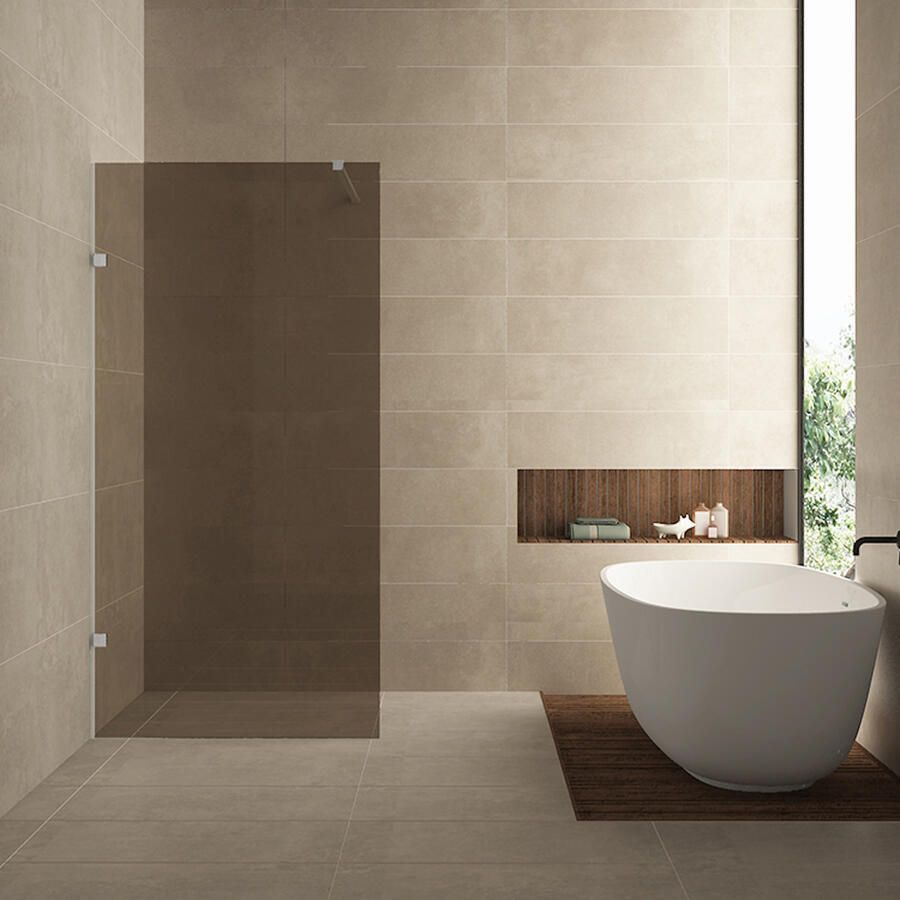 Wiesbaden Inloopdouche Less 120x200 cm 8 mm Nano Vintage Brons Glas Geborsteld Staal