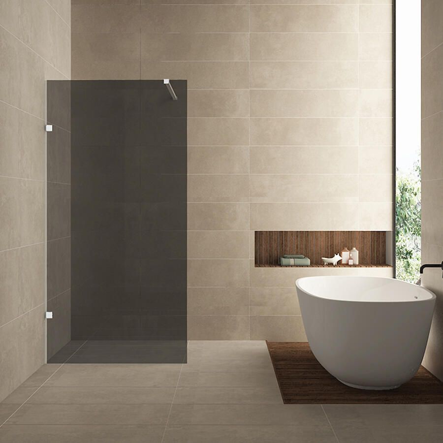 Wiesbaden Inloopdouche Less 120x200 cm 8 mm Nano Rookglas Mat Wit