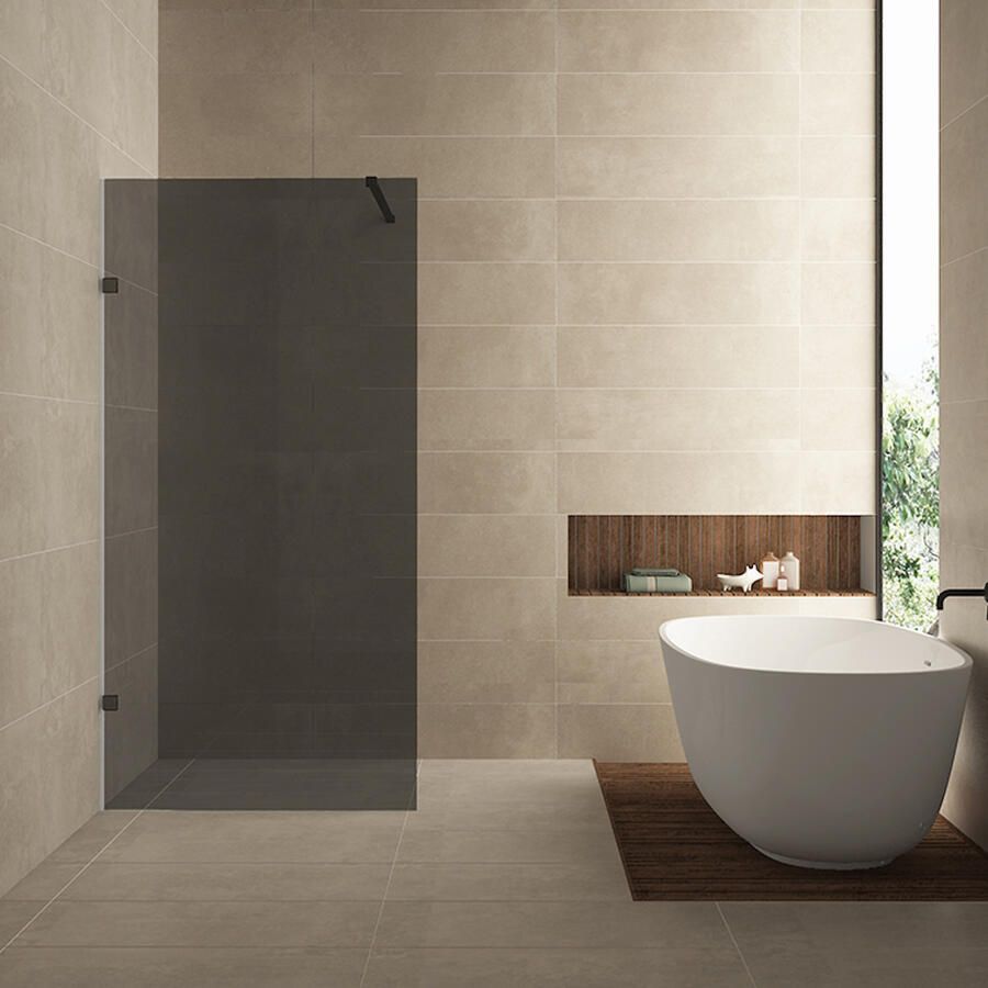Wiesbaden Inloopdouche Less 80x200 cm 8 mm Nano Rookglas Mat Zwart