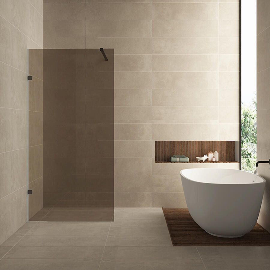 Wiesbaden Inloopdouche Less 80x200 cm 8 mm Nano Vintage Brons Glas Mat Zwart