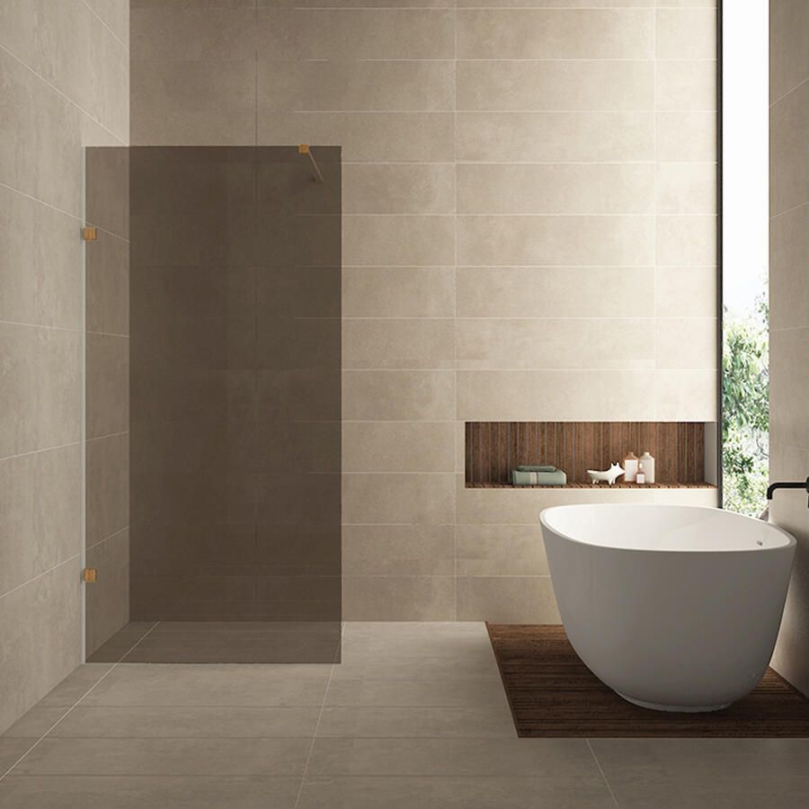 Wiesbaden Inloopdouche Less 120x200 cm 8 mm Nano Vintage Brons Glas Geborsteld Brons Koper