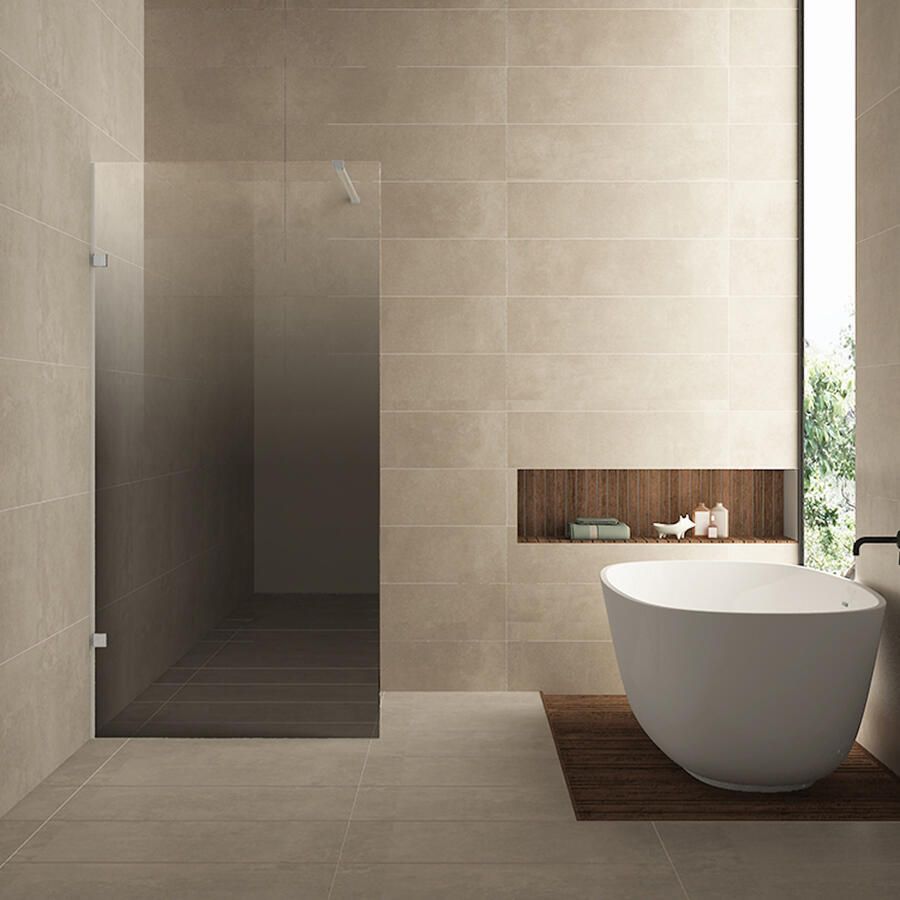 Wiesbaden Inloopdouche Links Less 100x200 cm 8 mm Nano Spiegelrook- naar Helder Glas Geborsteld Staal