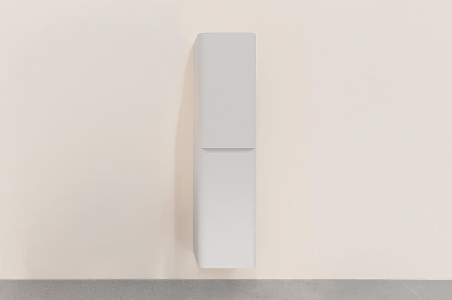 Wiesbaden Kolomkast Novira 160x40x35 cm Afgeronde Hoeken Geribbeld Mat Wit