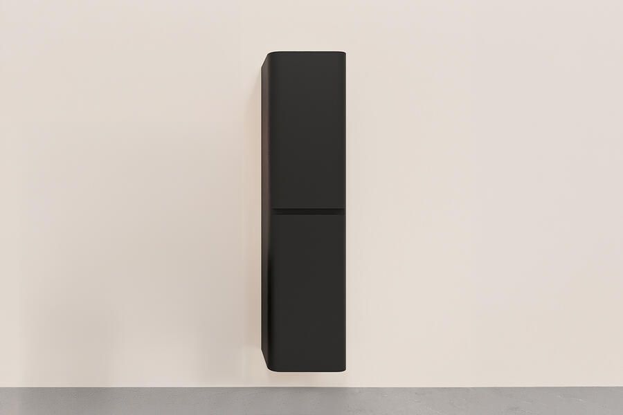 Wiesbaden Kolomkast Novira 160x40x35 cm Afgeronde Hoeken Geribbeld Mat Zwart