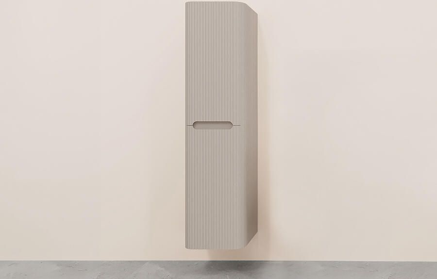 Wiesbaden Kolomkast Sulora 160x40x35 cm Afgeronde Hoeken Geribbeld Mat Beige