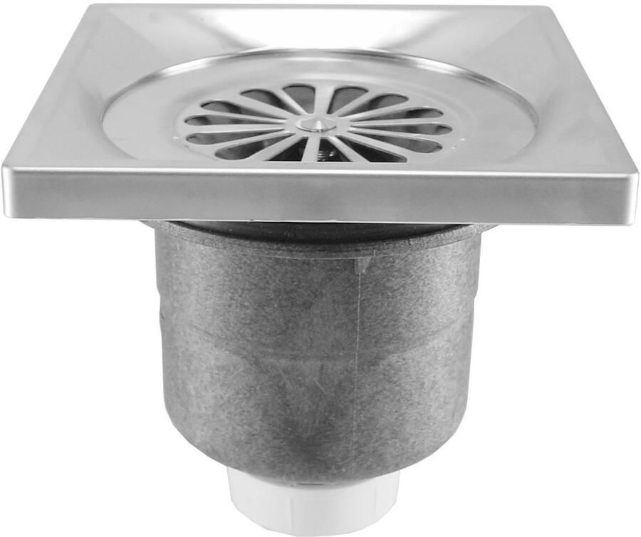 Wiesbaden luxe doucheput 14 cm x 14 cm x 11 6 cm verticale uitlaat RVS