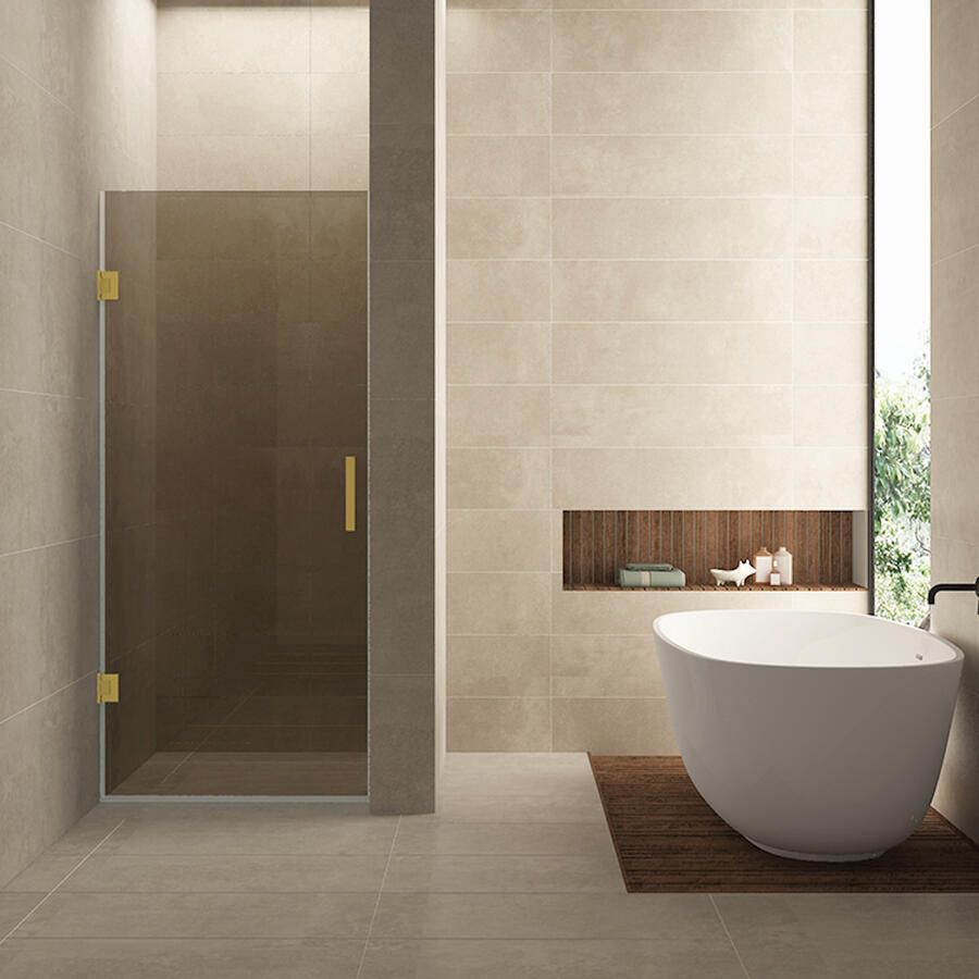 Wiesbaden Nisdeur Less 80x200 cm 8 mm Nano Vintage Brons Glas Geborsteld Messing