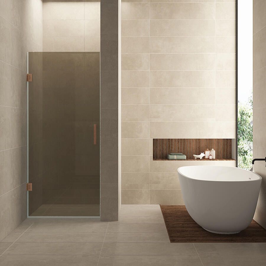 Wiesbaden Nisdeur Less 90x200 cm 8 mm Nano Vintage Brons Glas Geborsteld Brons Koper