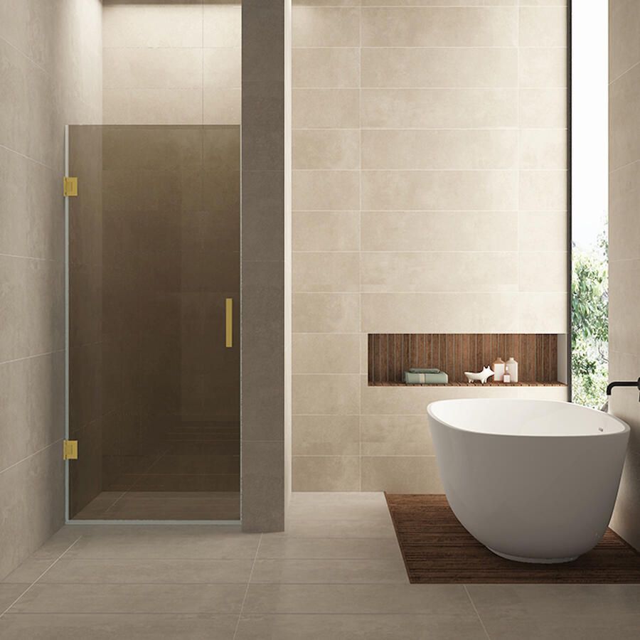 Wiesbaden Nisdeur Less 90x200 cm 8 mm Nano Vintage Brons Glas Geborsteld Messing