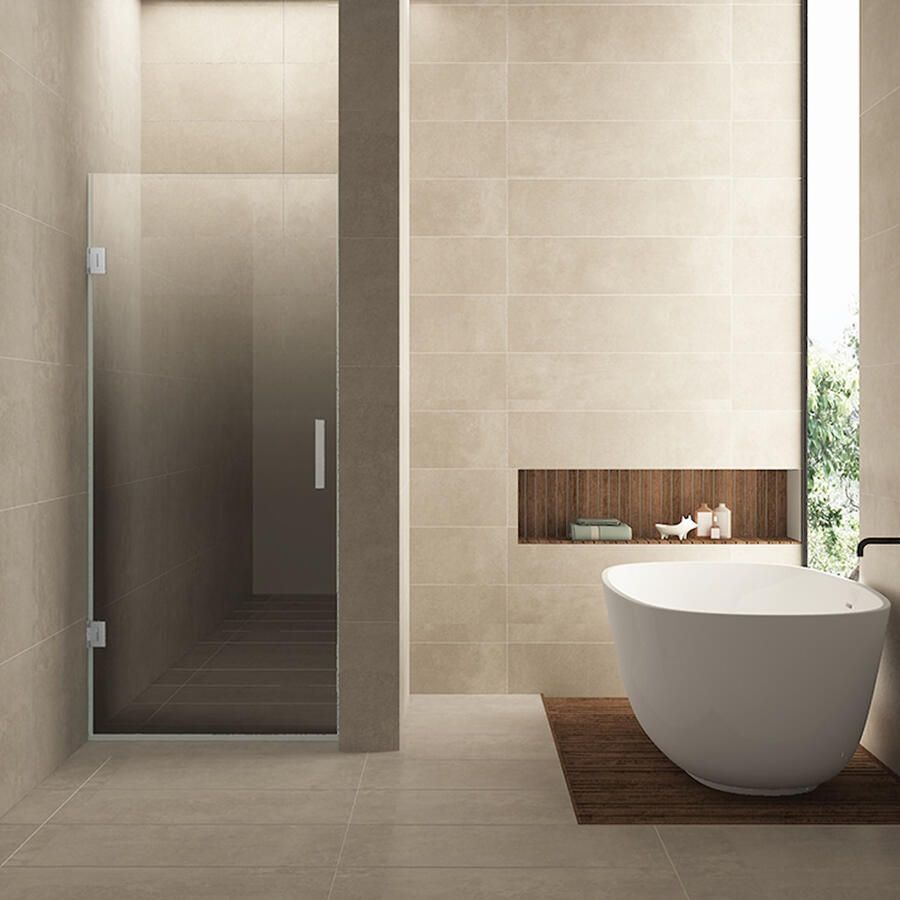 Wiesbaden Nisdeur Links Less 90x200 cm 8 mm Nano Spiegelrook- Naar Helder Glas Chroom