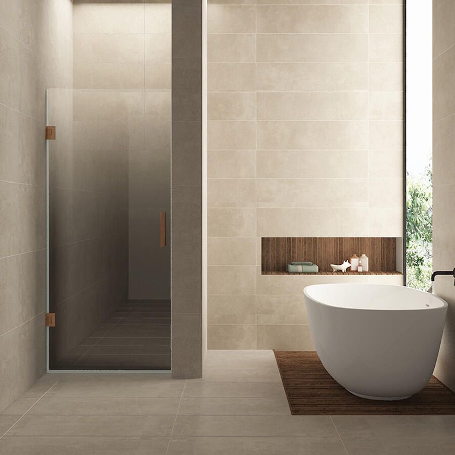 Wiesbaden Nisdeur Links Less 70x200 cm 8 mm Nano Spiegelrook- Naar Helder Glas Geborsteld Brons Koper