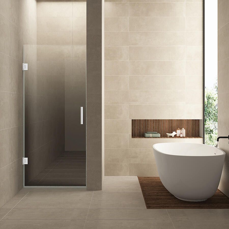 Wiesbaden Nisdeur Links Less 70x200 cm 8 mm Nano Spiegelrook- Naar Helder Glas Mat Wit