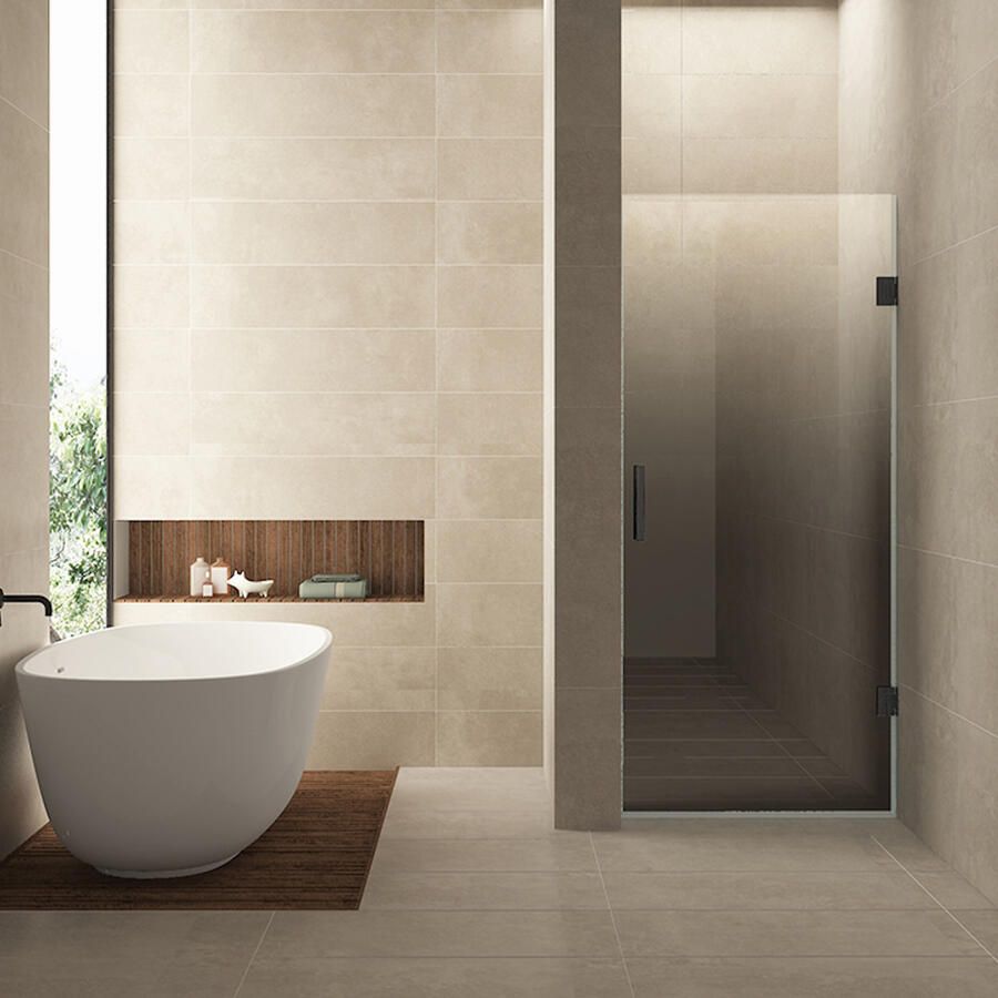 Wiesbaden Nisdeur Rechts Less 90x200 cm 8 mm Nano Spiegelrook- Naar Helder Glas Gunmetal