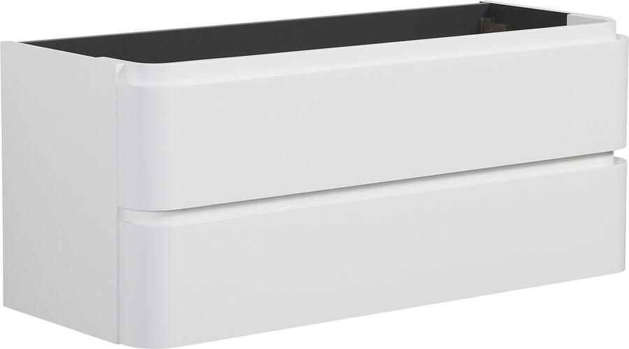 Wiesbaden Novira Onderkast Afgeronde Hoeken Met 2 Laden 2 Uitsparingen 120x48 cm Mat Wit