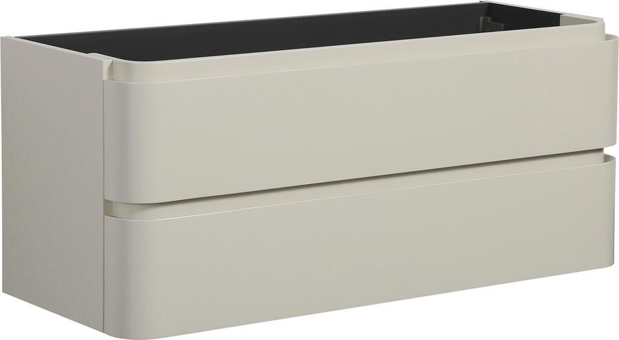Wiesbaden Novira Onderkast Afgeronde Hoeken Met 2 Laden 2 Uitsparingen 120x48 cm Mat Zand