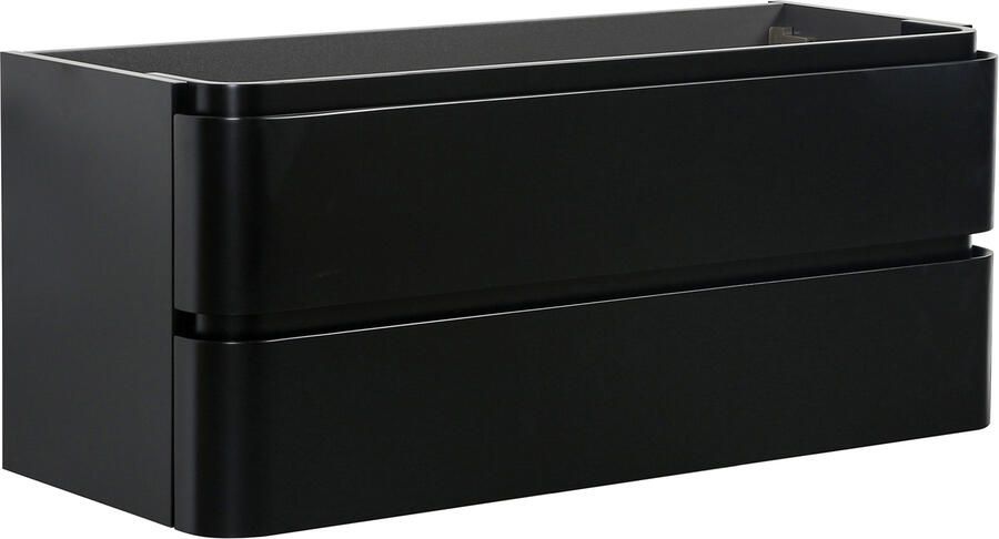 Wiesbaden Novira Onderkast Afgeronde Hoeken Met 2 Laden 2 Uitsparingen 120x48 cm Mat Zwart