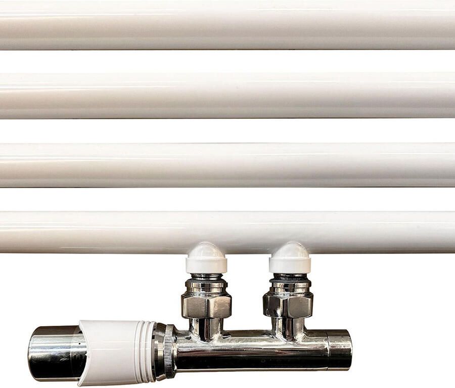 Wiesbaden Onderblok Set Riko Haaks Links Compleet 16x2 cm en 15 mm Knel Chroom Wit