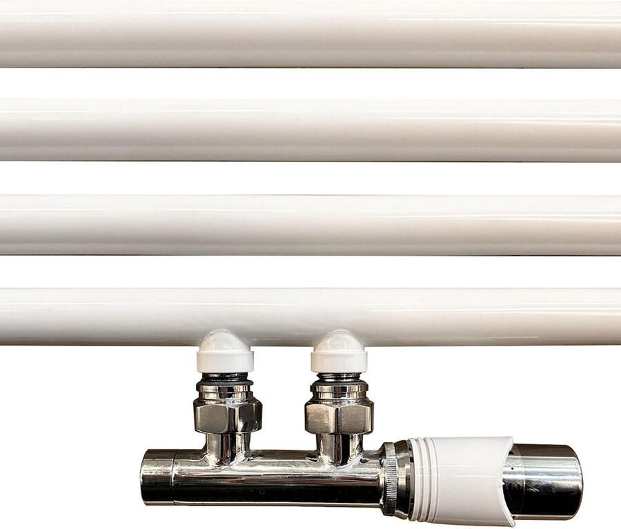 Wiesbaden Onderblok Set Riko Haaks Rechts Compleet 16x2 cm en 15 mm Knel Chroom Wit