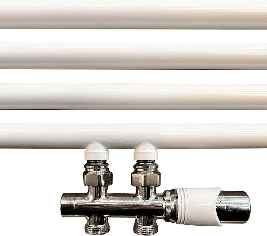 Wiesbaden Onderblok Set Riko Recht Compleet 16x2 cm en 15 mm Knel Chroom Wit