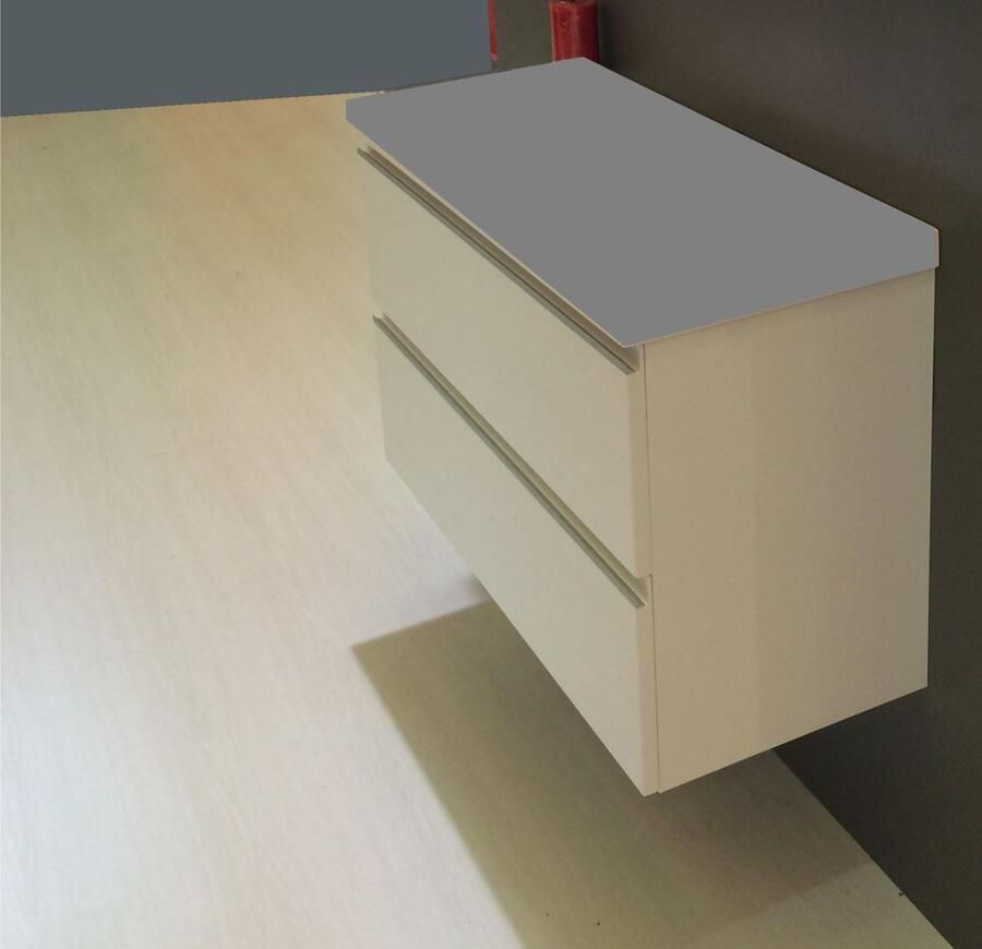 Wiesbaden Badkamermeubel Onderkast Luxa Hangend 100x50x35cm MDF Hoogglans Wit Softclose Greeploos