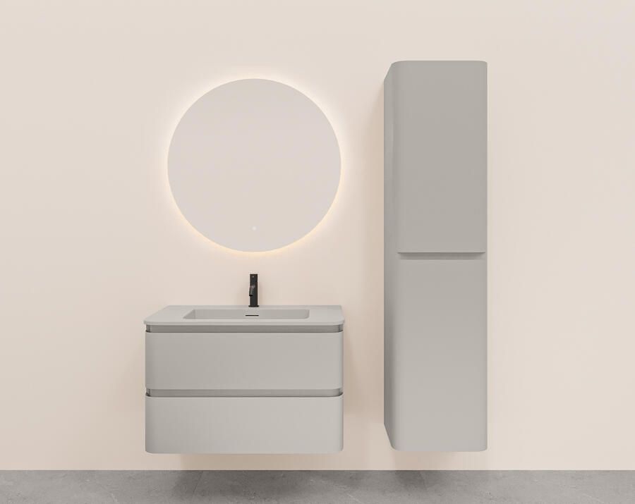 Wiesbaden Onderkast Novira 100x48 cm Afgeronde Hoeken Met 2 Laden 1 Uitsparing Mat Zand