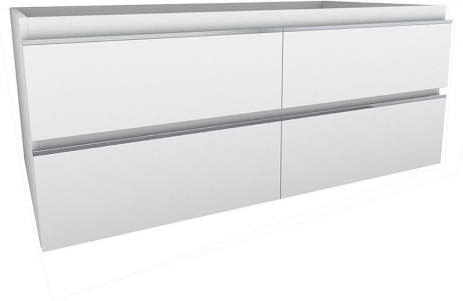 Xellanz Tigris onderkast met 4 laden 2 uitsparingen 120 x 46 cm glans wit