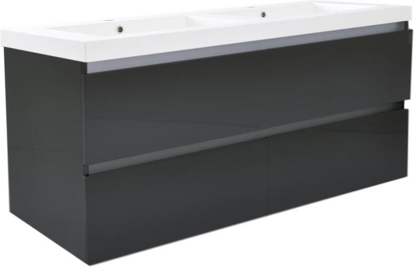 Wiesbaden Badkamermeubel Onderkast Vision Hangend 120x50x47cm MDF Hoogglans Grijs Softclose Greeploos