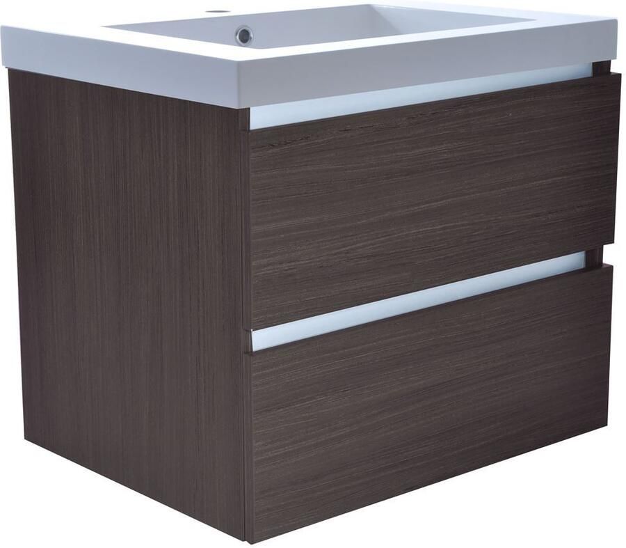 Wiesbaden Badkamermeubel Onderkast Vision Hangend 60x50x47cm MDF Houtnerf Grijs Softclose Greeploos