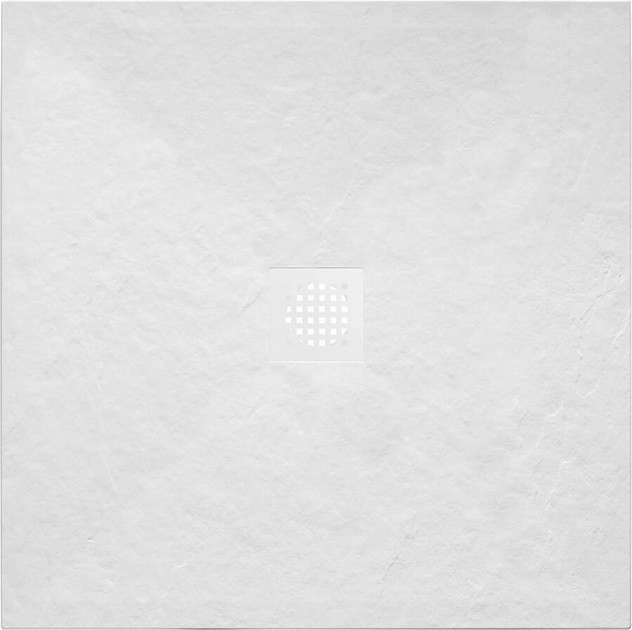 Wiesbaden Stonea Douchebak Antislip Composiet 100x100x3 cm Inkortbaar Mat WIt