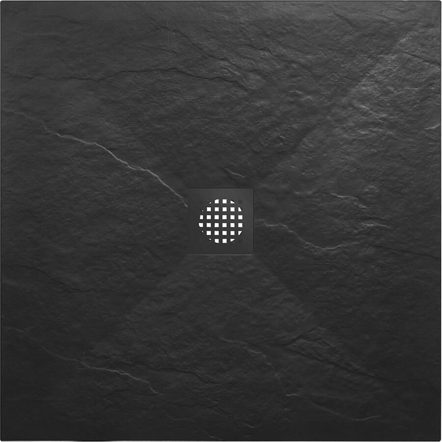 Wiesbaden Stonea Douchebak Antislip Composiet 100x100x3 cm Inkortbaar Mat Zwart