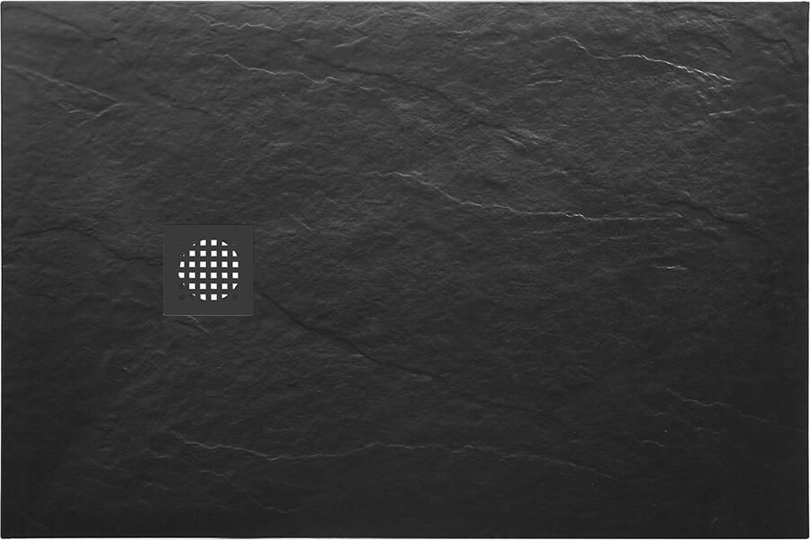 Wiesbaden Stonea Douchebak Antislip Composiet 100x120x3 cm Inkortbaar Mat Zwart