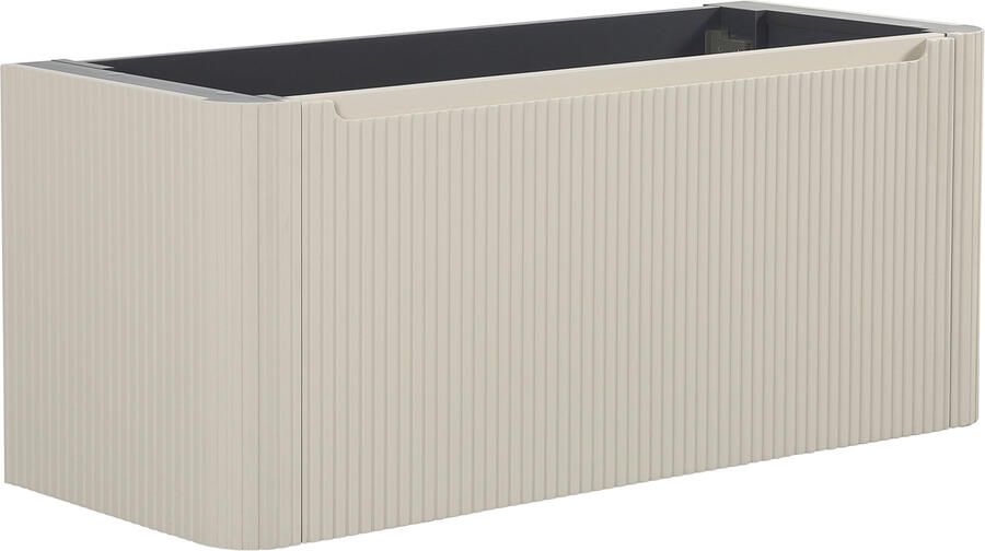 Wiesbaden Sulora Onderkast Afgeronde Hoeken Geribbeld Met 1 Lade 2 Uitsparingen 120x48 cm Mat Beige