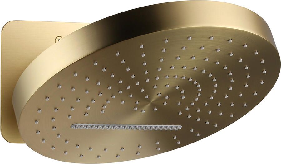 Wiesbaden UniMatch Pluuto Hoofddouche Rond 2 Standen Met Muurbevestiging Geborsteld Messing Goud 32 cm
