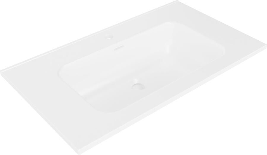 Wiesbaden Wastafel Bajo Enkel Met 1 Kraangat 100x46x1 8cm Keramiek Mat Wit