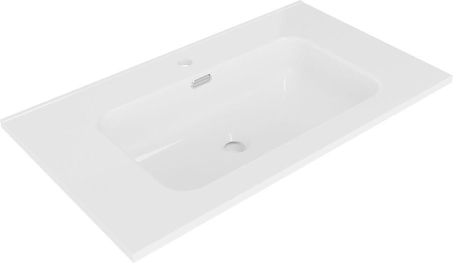 Wiesbaden Wastafel Bajo Enkel Met 1 Kraangat 80x46x1 8cm Keramiek Glans Wit