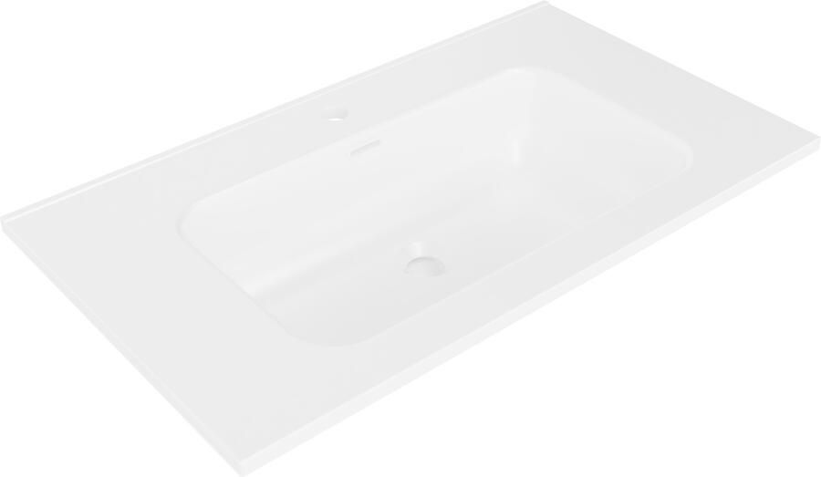 Wiesbaden Wastafel Bajo Enkel Met 1 Kraangat 80x46x1 8cm Keramiek Mat Wit